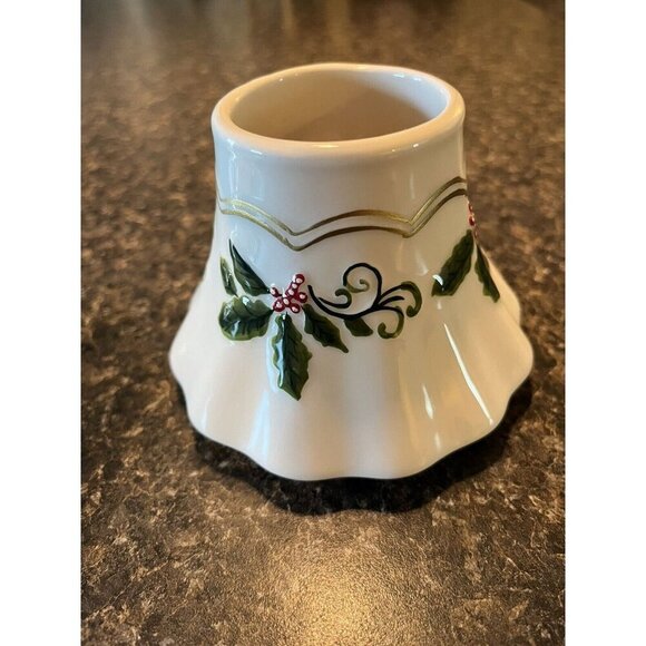 Yankee Candle Small Candle Shade and Plate Set Holly Design Great Condition - Picture 6 of 10